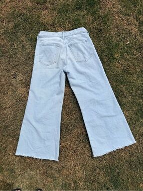 MOTHER Light Blue Wide Leg Jeans with Raw Hem
